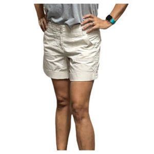 American Eagle Hi Rise Shortie Super Stretch Shorts White Distressed Women’s 2